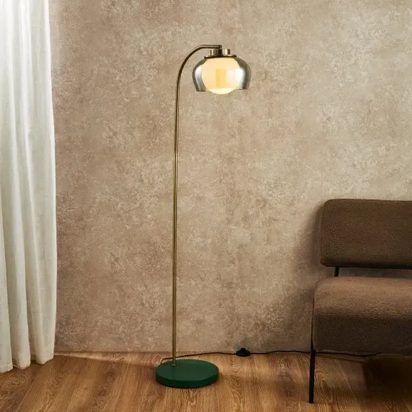 Floor Lamp with Foot Switch - Green, Glass image
