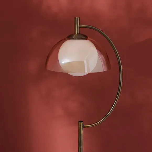 Floor Lamp with Glass Shade - Brass, Metal