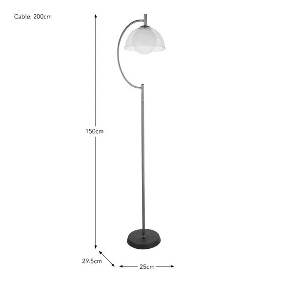 Floor Lamp with Glass Shade - Brass, Metal