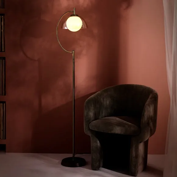 Floor Lamp with Glass Shade - Brass, Metal image
