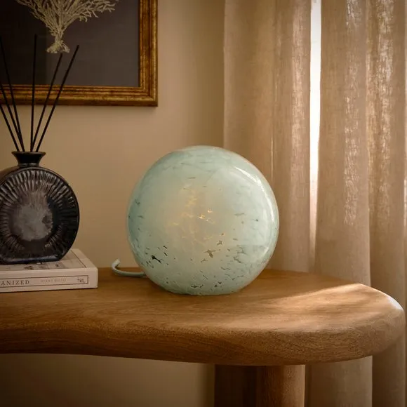 Glass Table Lamp with Marble Effect - Blue