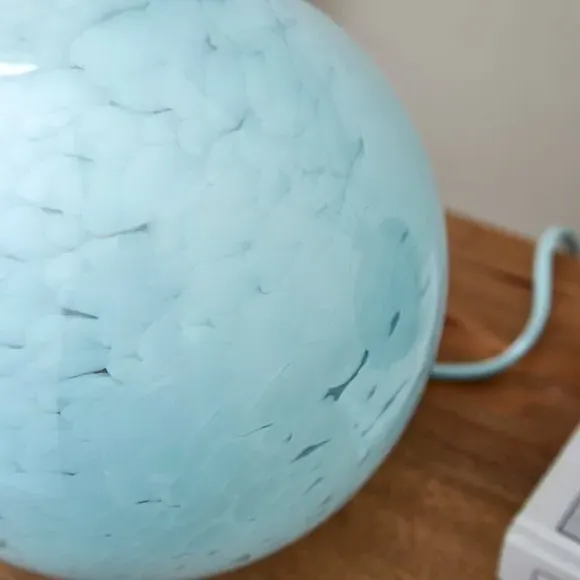 Glass Table Lamp with Marble Effect - Blue