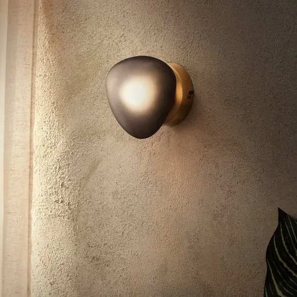 Pebble Wall Light with Dimmer - Smoke, Glass