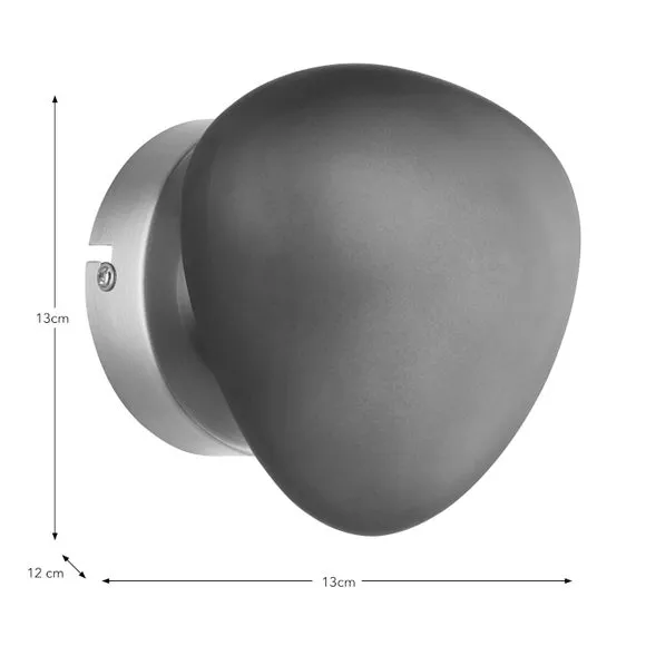 Pebble Wall Light with Dimmer - Smoke, Glass