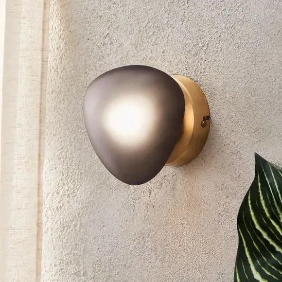 Pebble Wall Light with Dimmer - Smoke, Glass