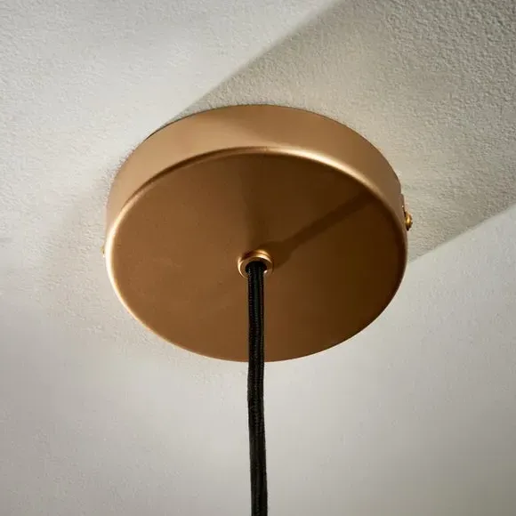 Pendant Ceiling Light with Ribbed Shade - Brass