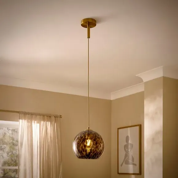 Pendant Light Tortoiseshell Design - Brown, Glass