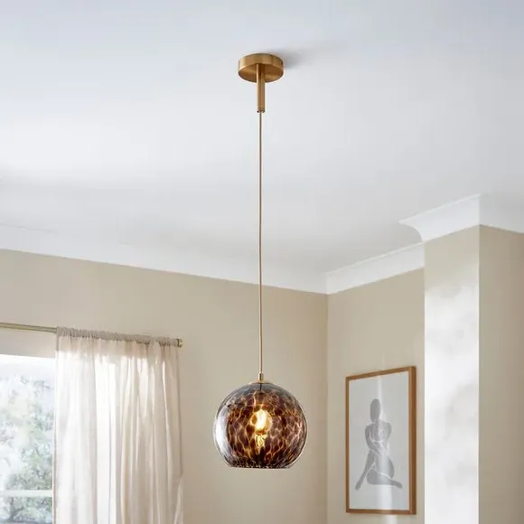 Pendant Light Tortoiseshell Design - Brown, Glass image