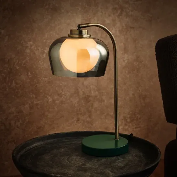 Table Lamp with In-Line Switch - Green, Glass
