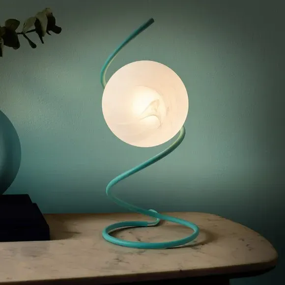 Table Lamp with In-Line Switch - Green, Glass