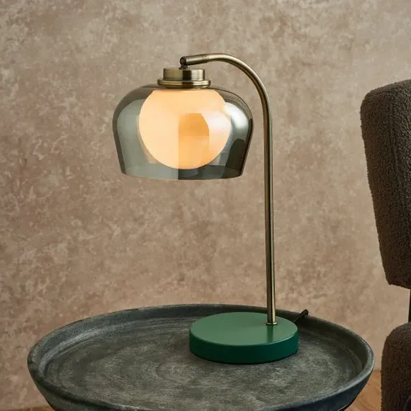 Table Lamp with In-Line Switch - Green, Glass image