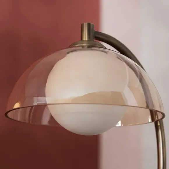 Table Lamp with Push Switch - Brass, Glass