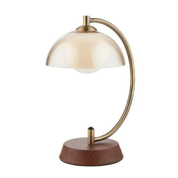 Table Lamp with Push Switch - Brass, Glass