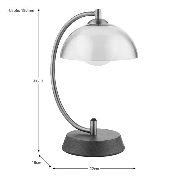 Table Lamp with Push Switch - Brass, Glass