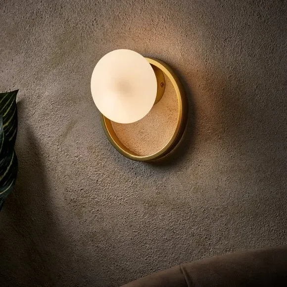 Wall Light with Glass Shade - Gold, Metal