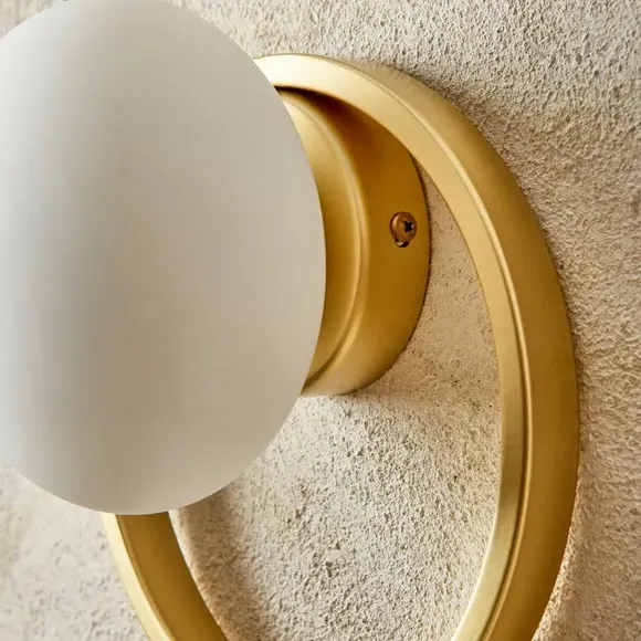 Wall Light with Glass Shade - Gold, Metal