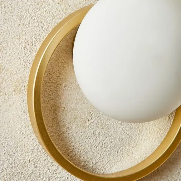 Wall Light with Glass Shade - Gold, Metal