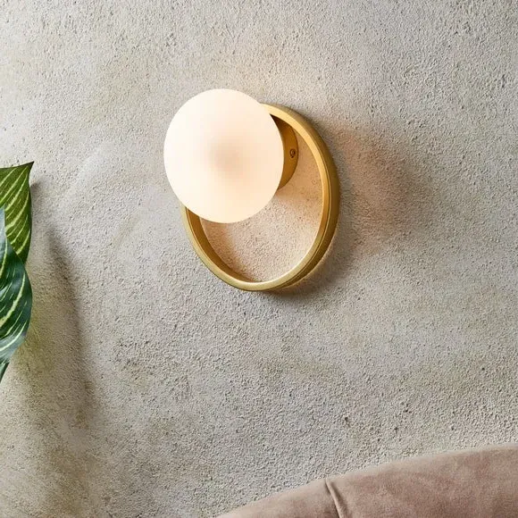 Wall Light with Glass Shade - Gold, Metal image
