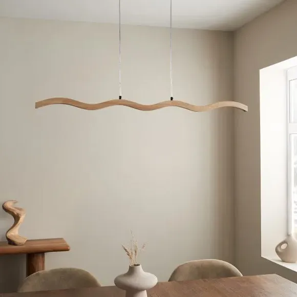 Wave LED Ceiling Light Adjustable - Brown, Wood