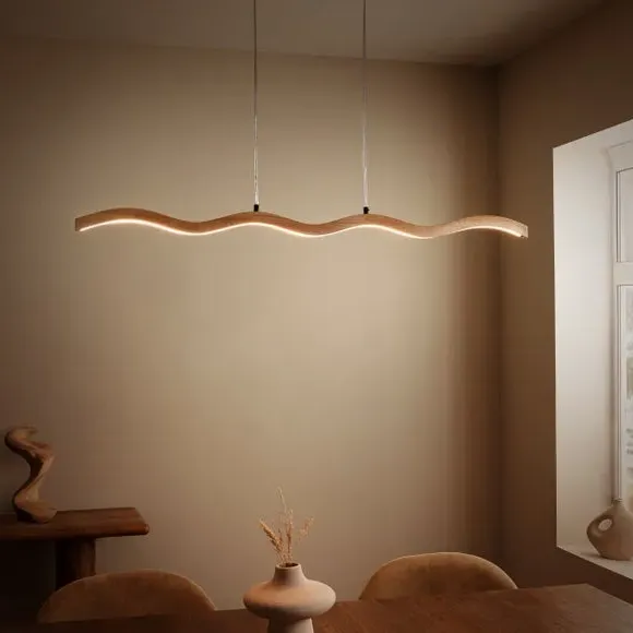 Wave LED Ceiling Light Adjustable - Brown, Wood image