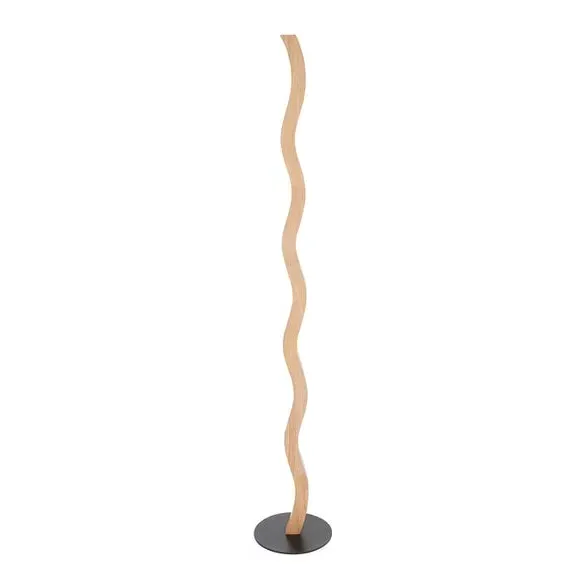 Wave LED Floor Lamp with Switch - Brown, Wood