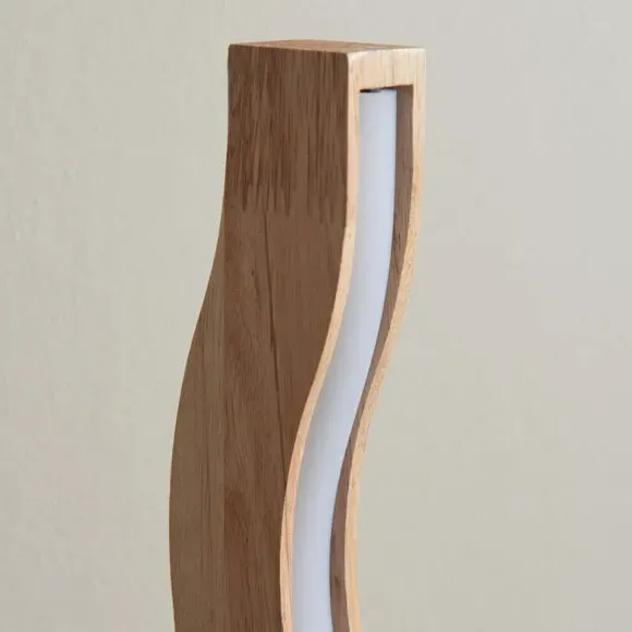 Wave LED Table Lamp with Switch - Brown, Wood