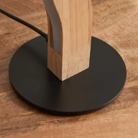 Wave LED Table Lamp with Switch - Brown, Wood