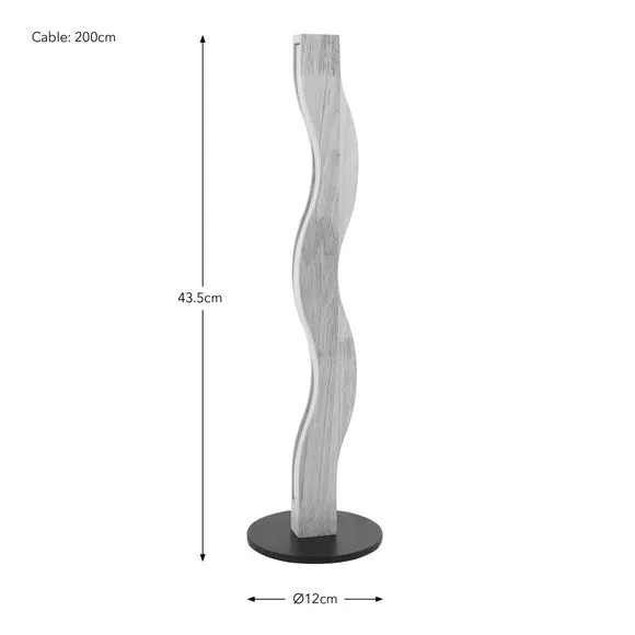 Wave LED Table Lamp with Switch - Brown, Wood