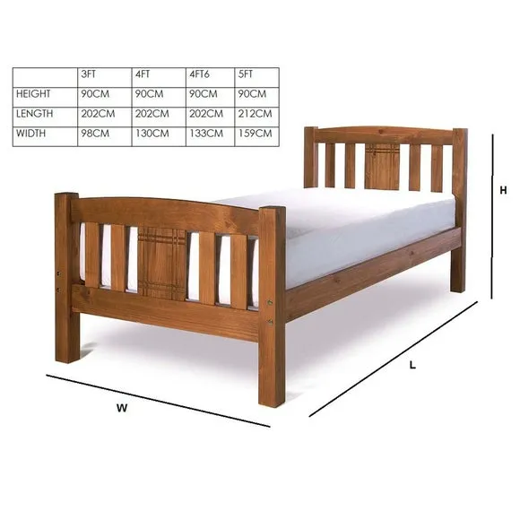 Bed Frame with Engraved Headboard - Honey, Wood
