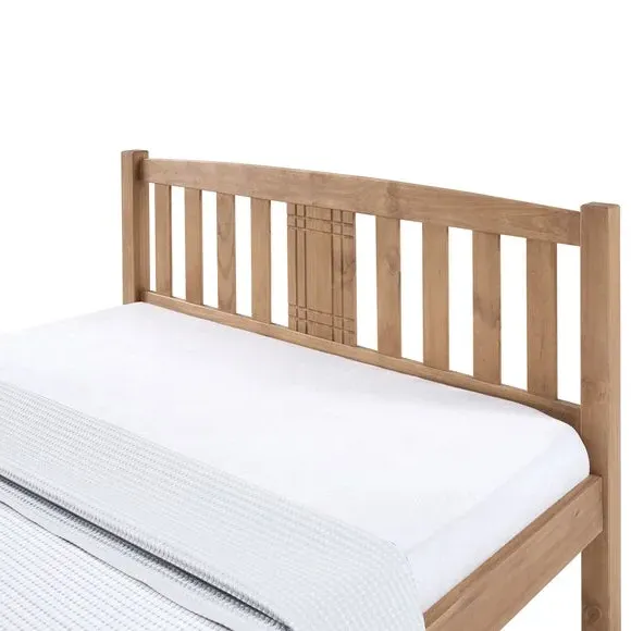 Bed Frame with Engraved Headboard - Honey, Wood