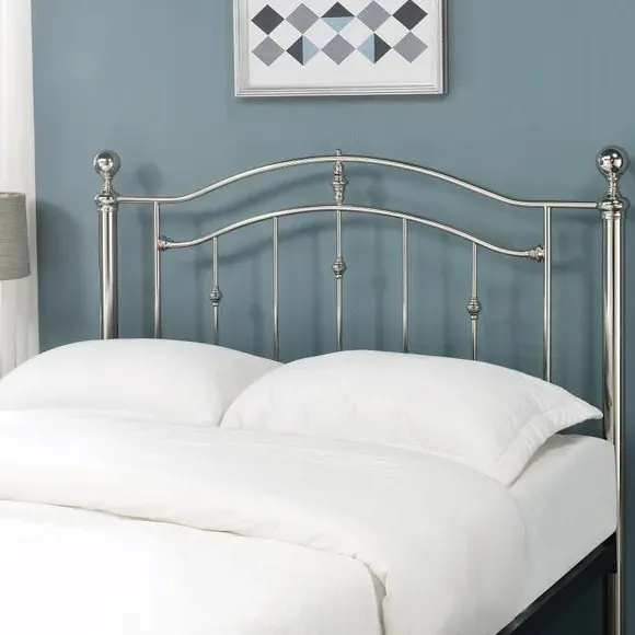 Metal Bed Frame with Crystal Finials - Chrome