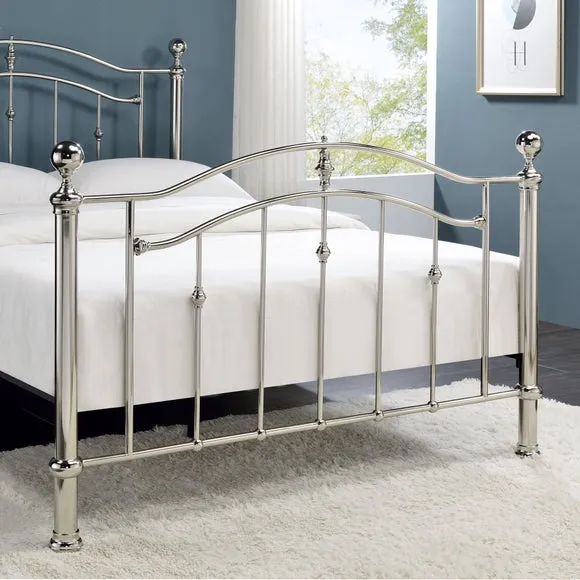Metal Bed Frame with Crystal Finials - Chrome