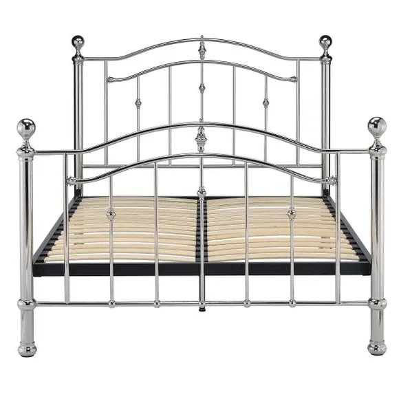 Metal Bed Frame with Crystal Finials - Chrome