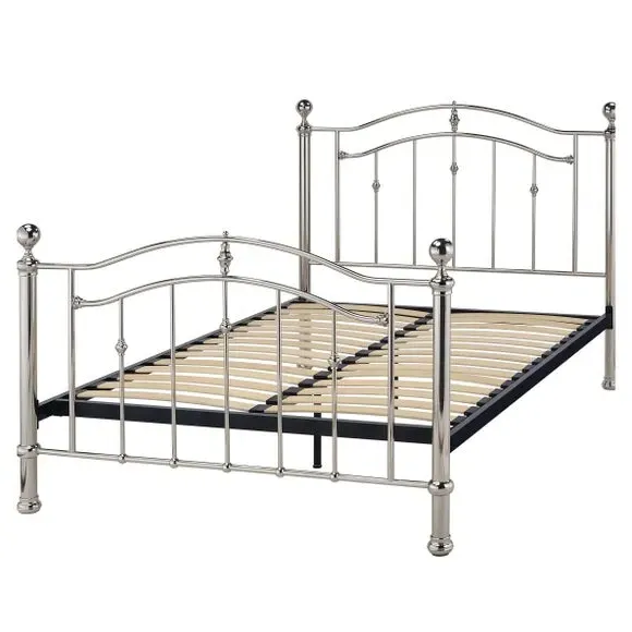 Metal Bed Frame with Crystal Finials - Chrome