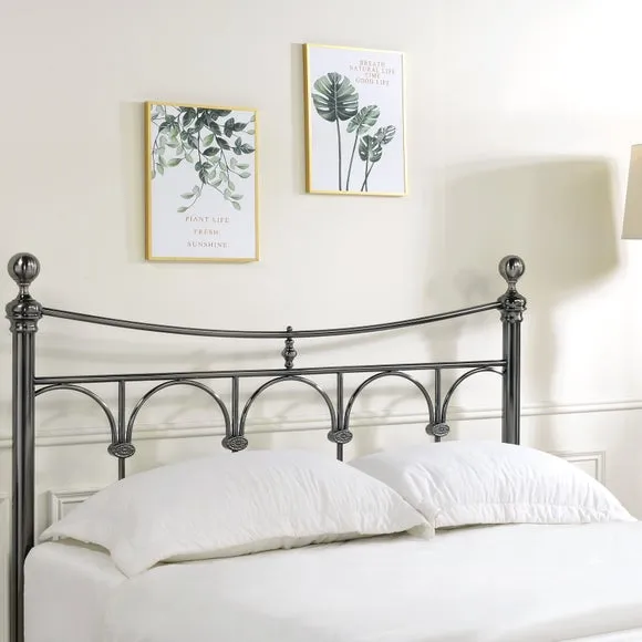 Metal Bed Frame with Slatted Base - Nickel