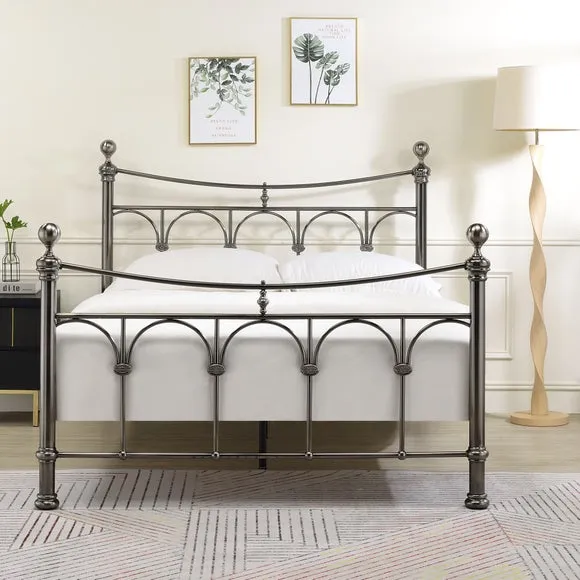 Metal Bed Frame with Slatted Base - Nickel image
