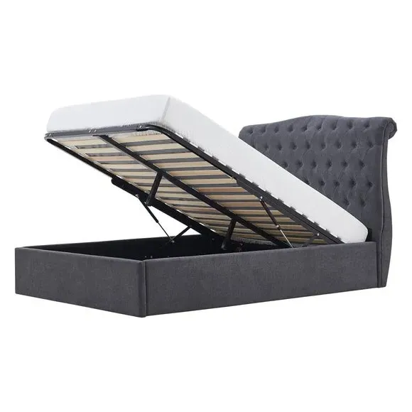 Ottoman Bed Frame with Storage - Charcoal, Velvet