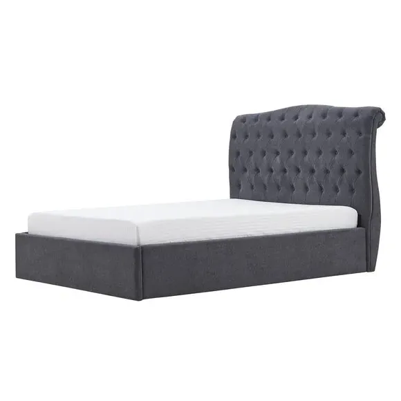 Ottoman Bed Frame with Storage - Charcoal, Velvet