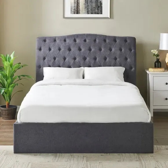 Ottoman Bed Frame with Storage - Charcoal, Velvet