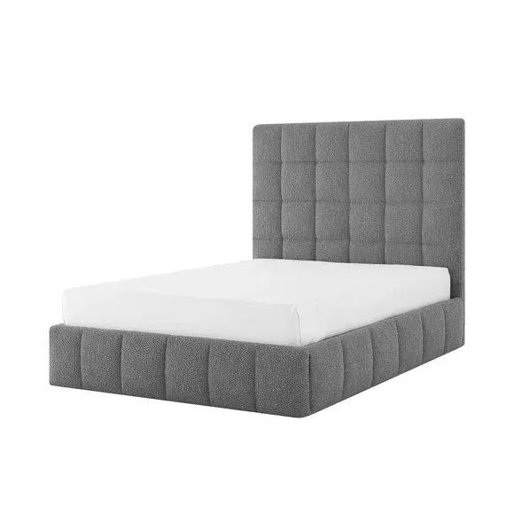 Ottoman Bed Frame with Storage - Grey, Boucle