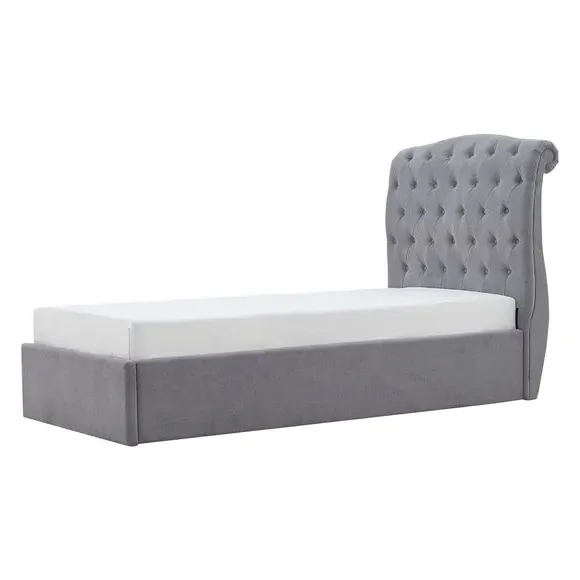 Ottoman Bed Frame with Storage - Grey, Velvet