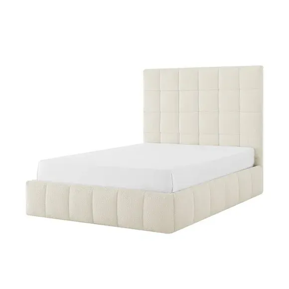 Ottoman Bed Frame with Storage - Ivory, Boucle