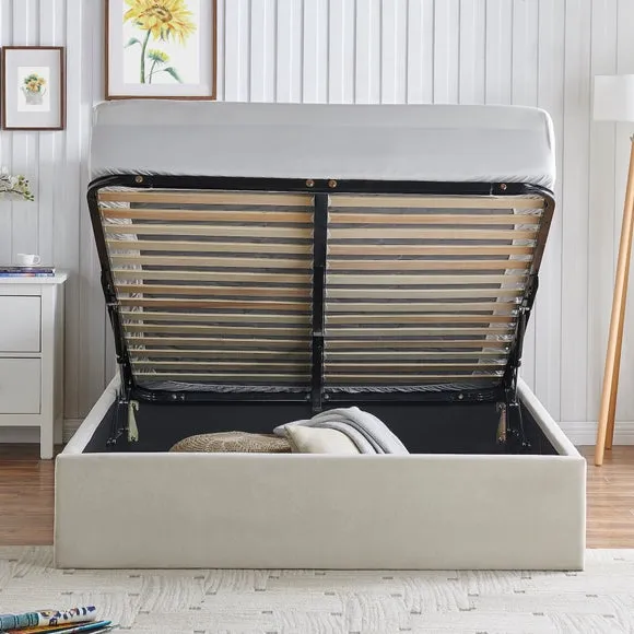 Ottoman Bed Frame with Storage - Natural, Velvet