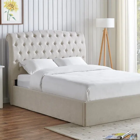 Ottoman Bed Frame with Storage - Natural, Velvet
