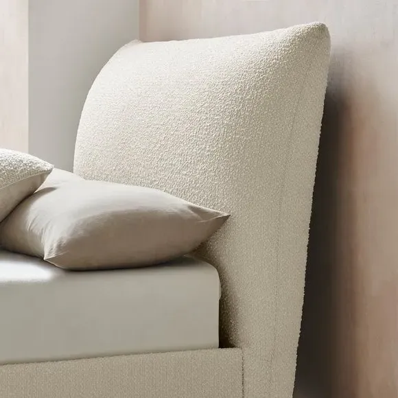 Pillow Back Bed Frame - Ivory, Boucle