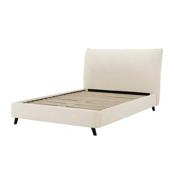 Pillow Back Bed Frame - Ivory, Boucle
