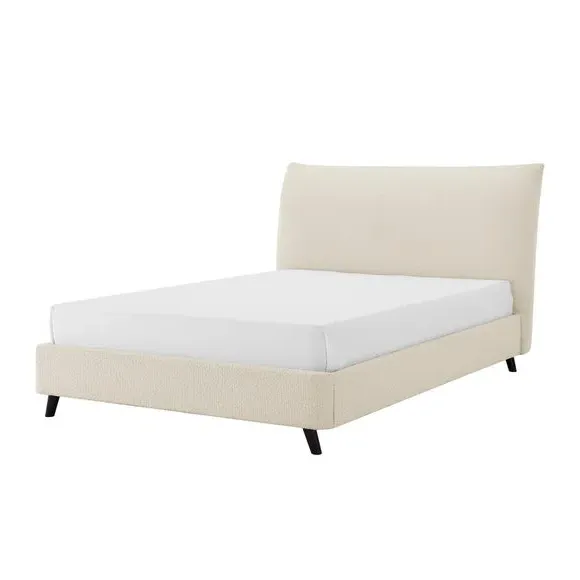 Pillow Back Bed Frame - Ivory, Boucle