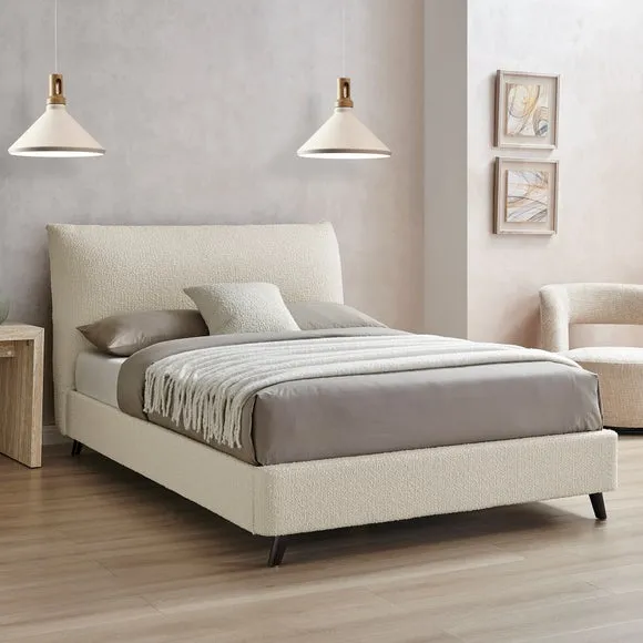 Pillow Back Bed Frame - Ivory, Boucle