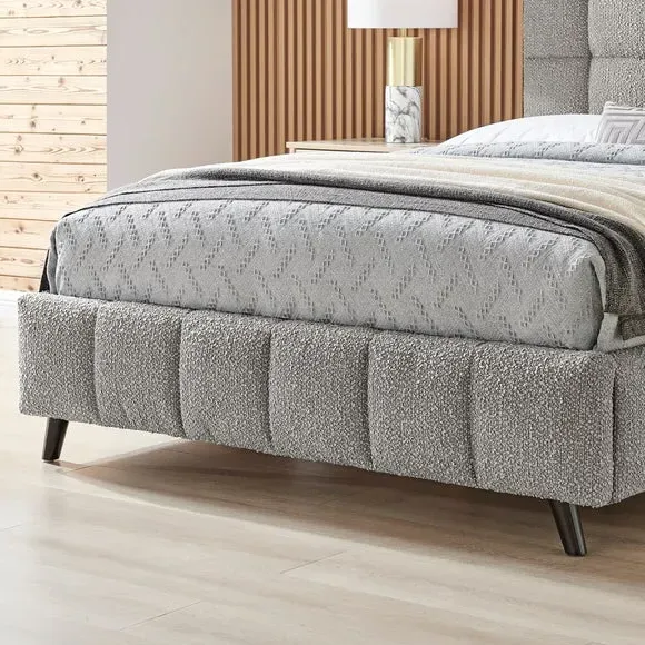 Upholstered Bed Frame - Grey, Boucle