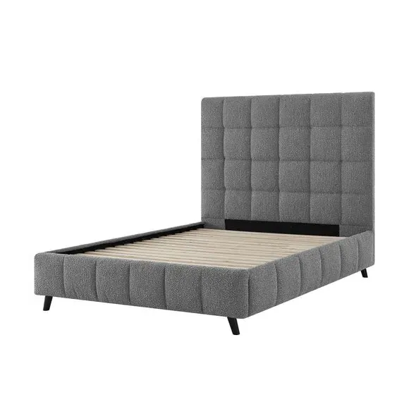 Upholstered Bed Frame - Grey, Boucle